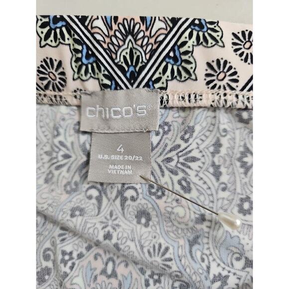 Chico's ~Woman Size 4(XXL)~ Tan/Blue Floral Print Maxi Unlined Skirt Stretch. - Picture 2 of 9